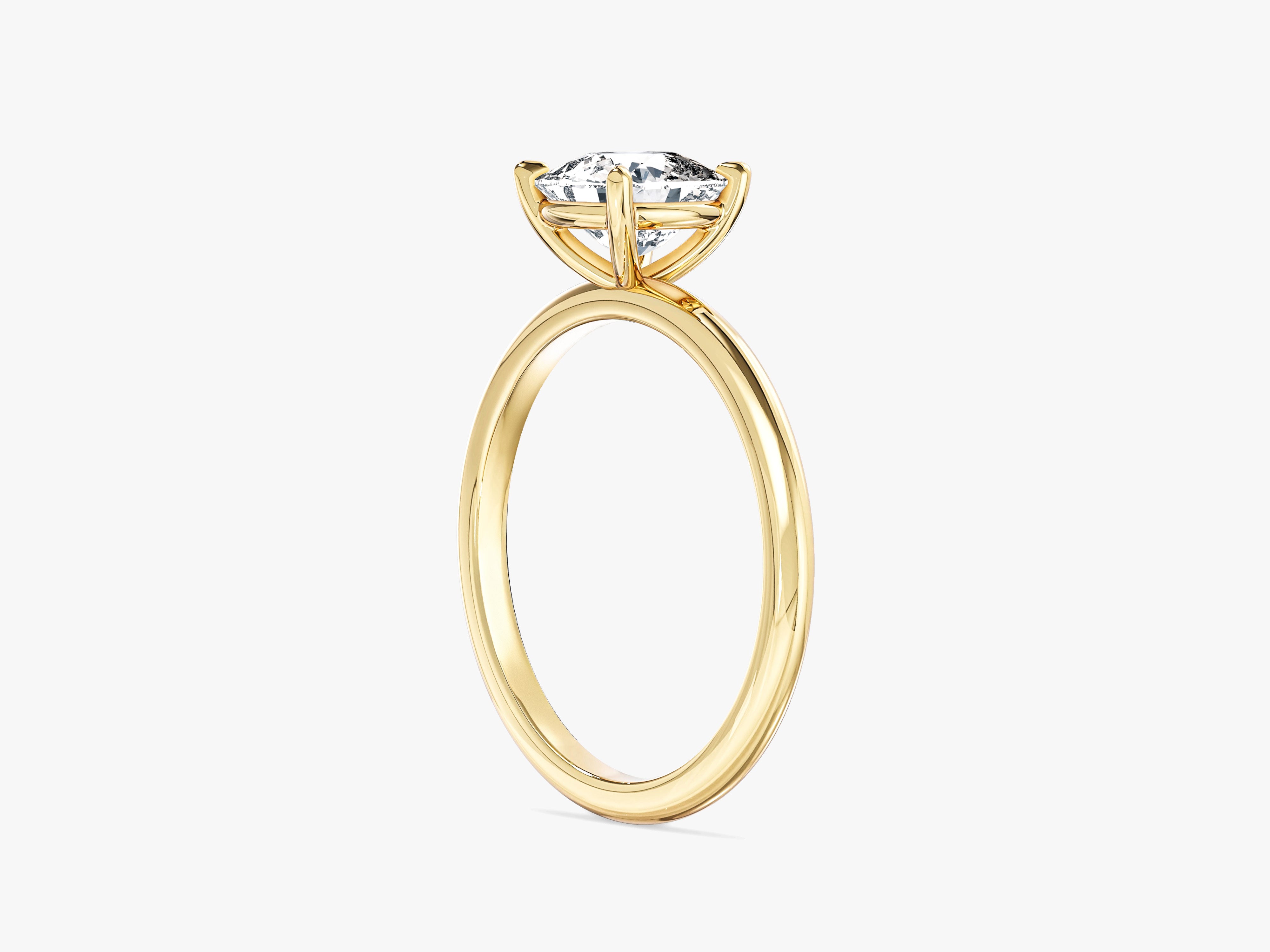 Gold ring with a cushion-cut diamond, jewelry, engagement ring