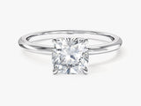 Cushion cut diamond engagement ring in white gold setting
