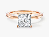 Rose gold ring with princess cut diamond engagement ring