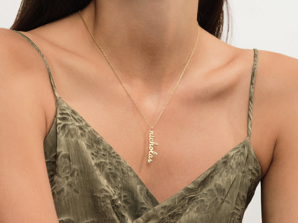 Cursive Vertical Name Necklace