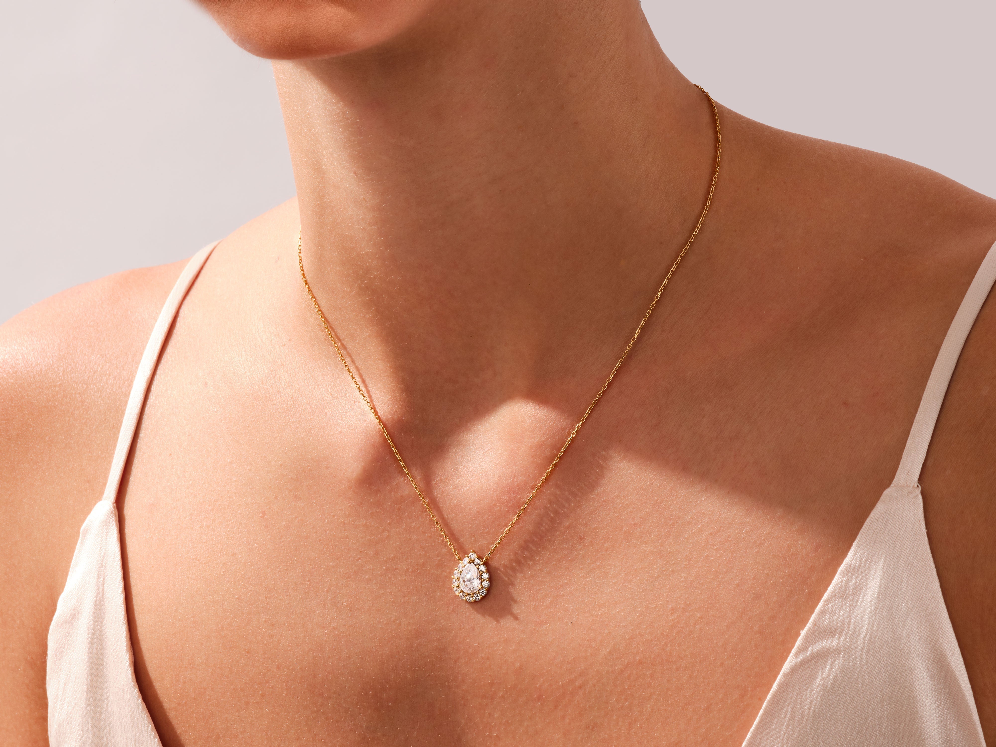Pear Halo Necklace