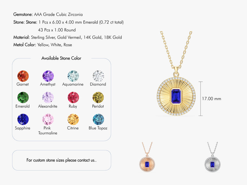 Sunburst Birthstone Pendant Necklace