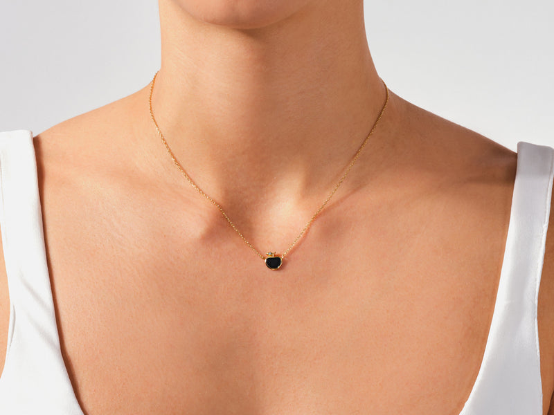 Black Enamel Apple Necklace