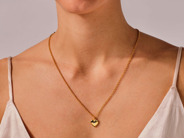 Heart Charm Necklace with Sparkle