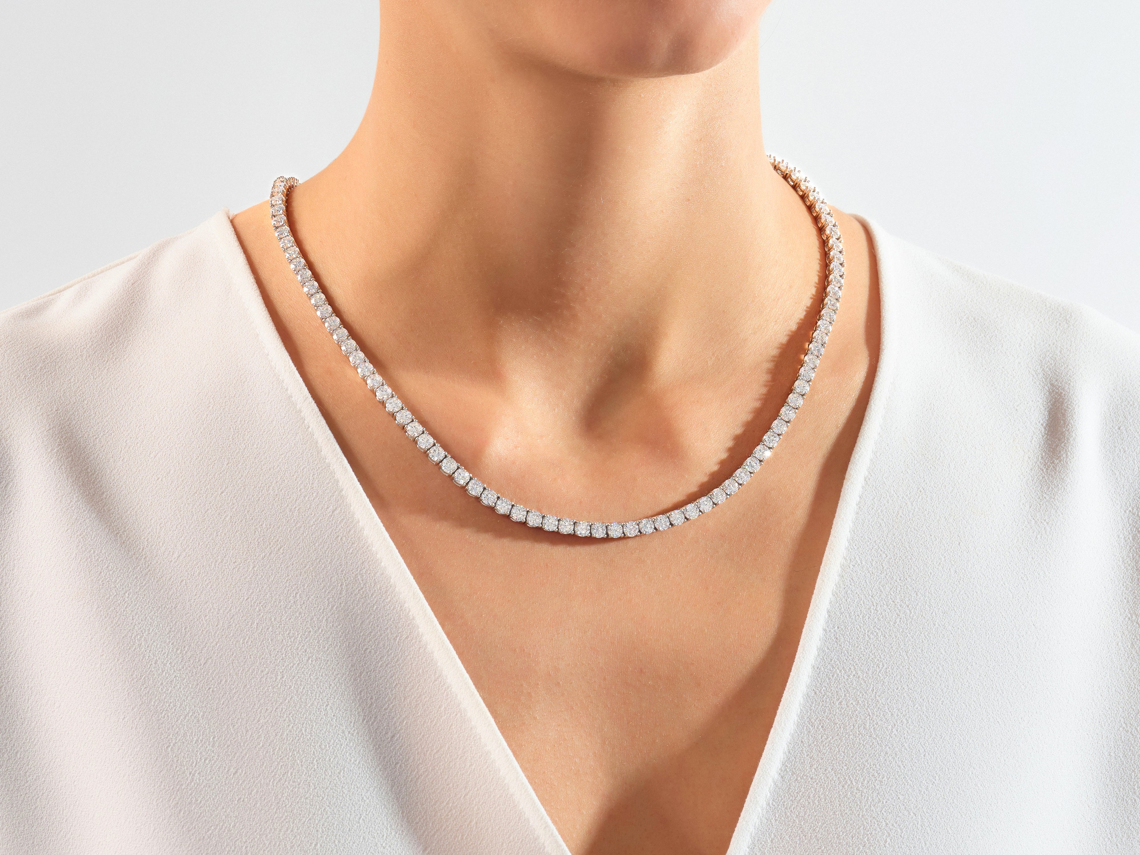 Diamond tennis necklace for women, fine jewelry gift