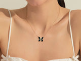 Black Enamel Butterfly Necklace