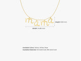 Gold mama necklace jewelry, available in yellow, white, rose gold