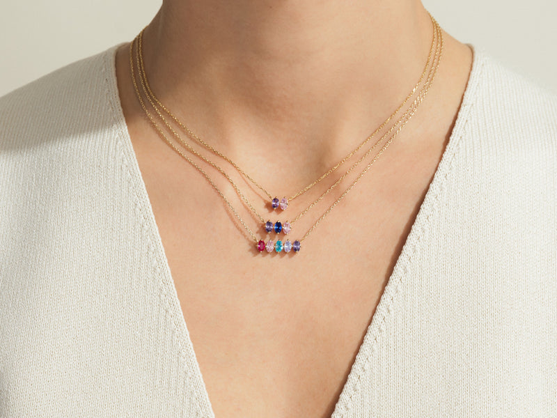 Oval Birthstone Necklace