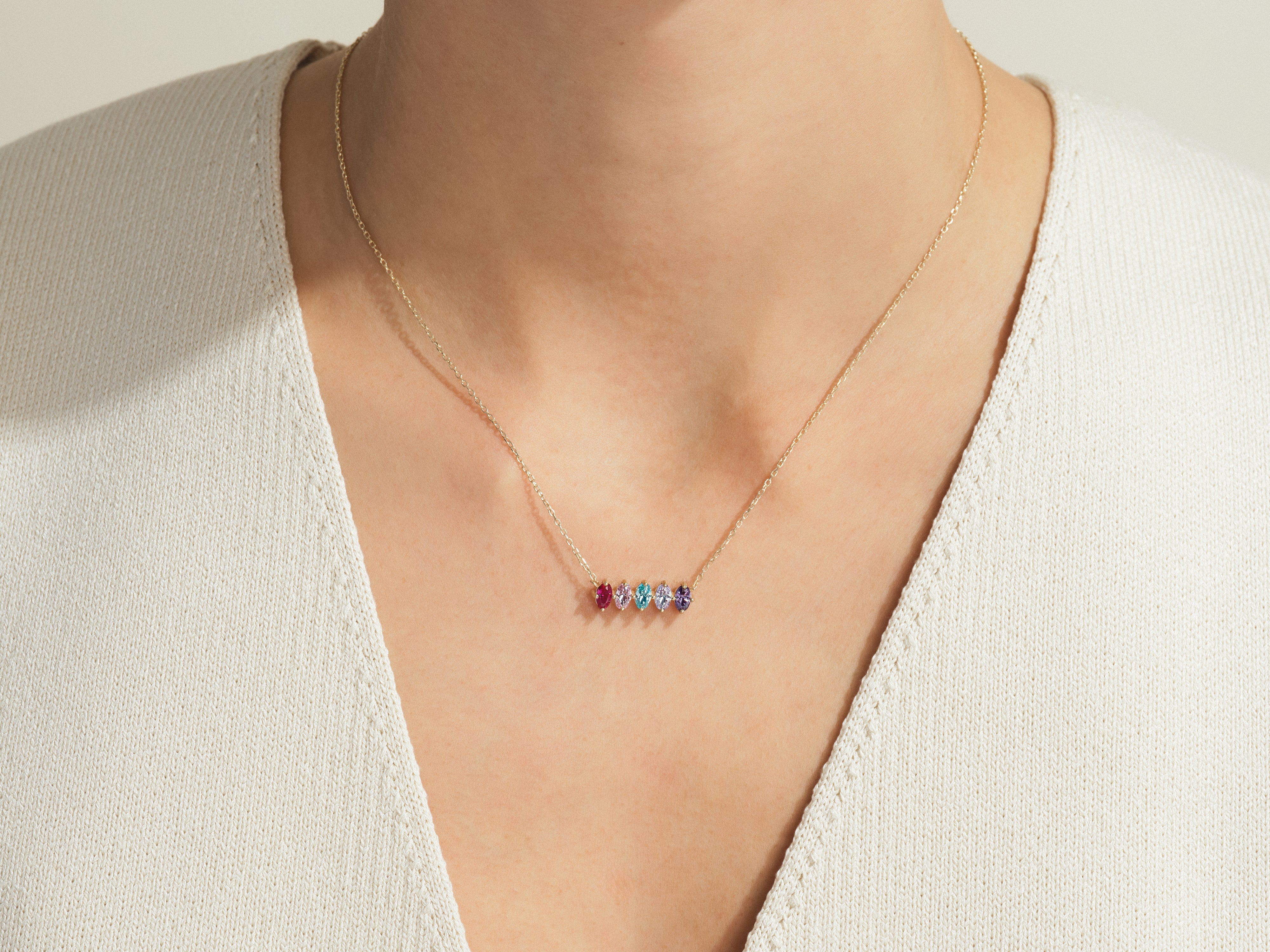 Oval Birthstone Necklace