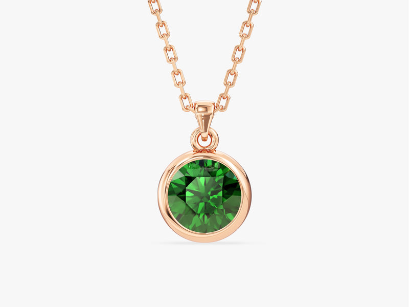 Bezel Set Round Birthstone Solitaire Necklace