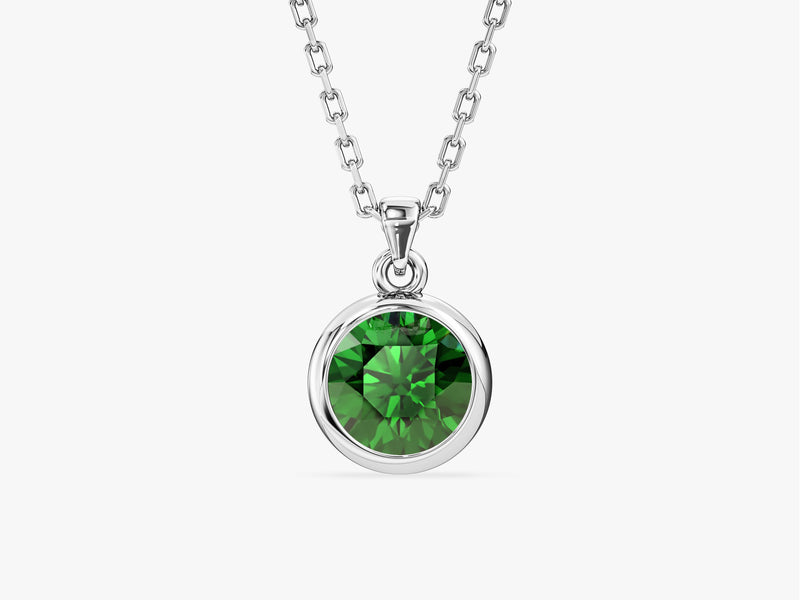 Bezel Set Round Birthstone Solitaire Necklace
