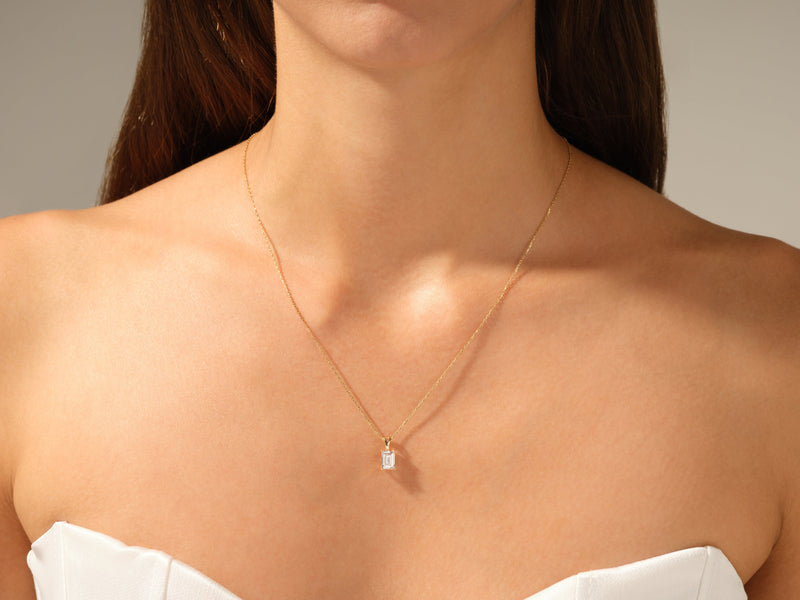 Emerald Cut Solitaire Pendant (1.00 CT)