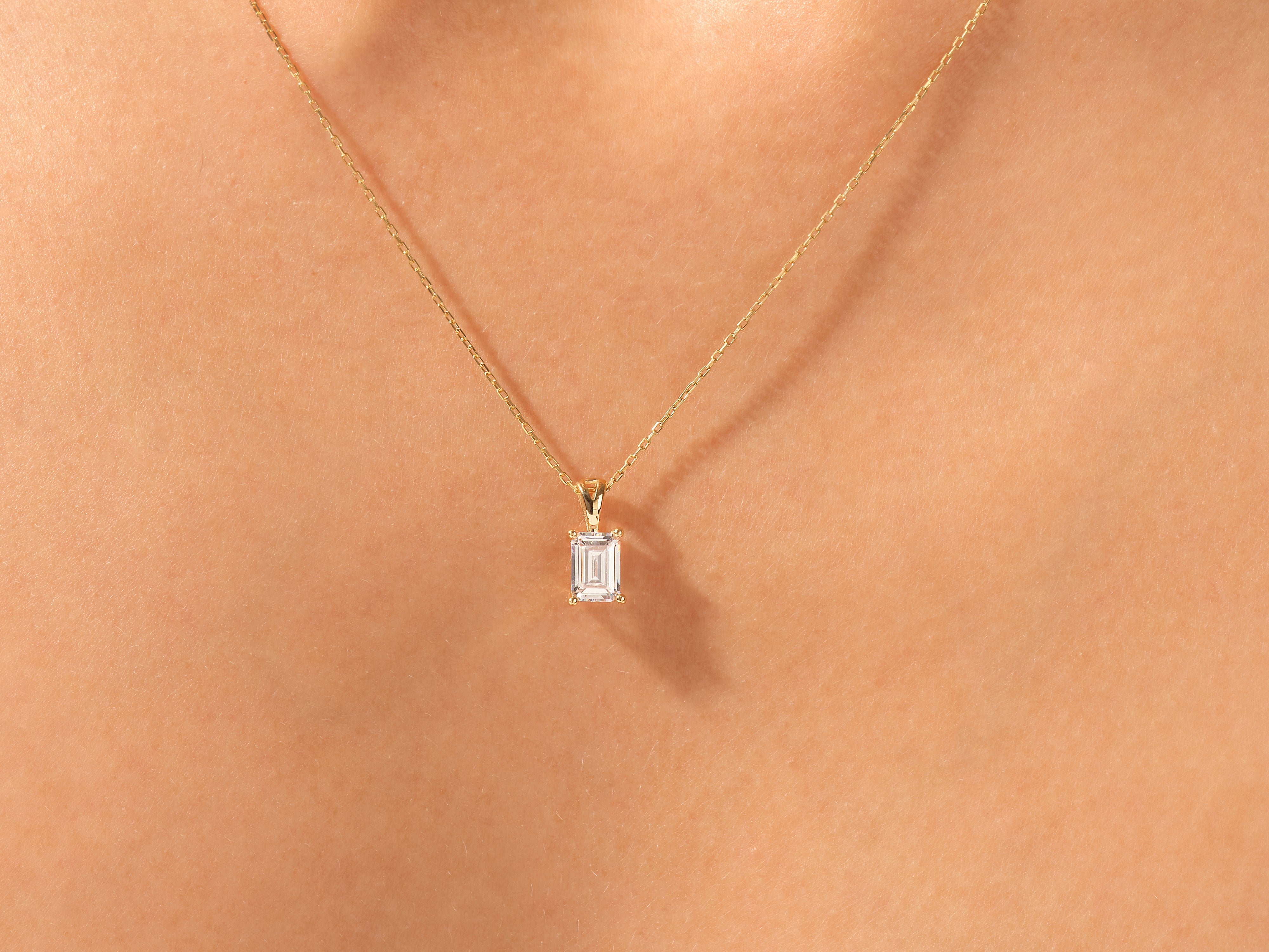 Emerald Cut Solitaire Pendant (1.00 CT)