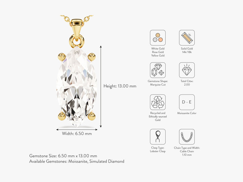 Marquise Cut Solitaire Pendant (2.00 CT)