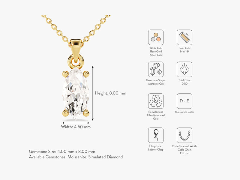 Marquise Cut Solitaire Pendant (0.50 CT)