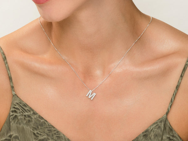 Birthstone Initial Letter Necklace