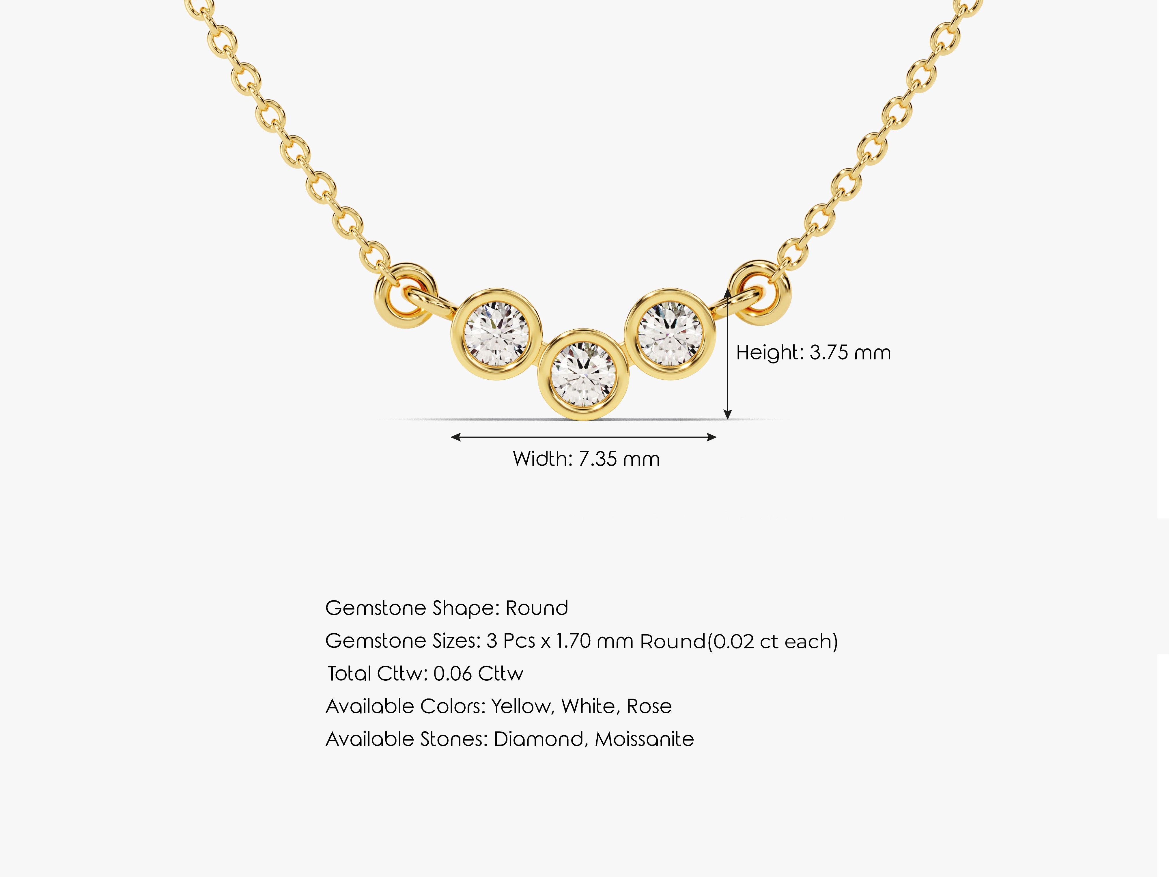 Trio-Bezel Set Necklace (0.06 CT)