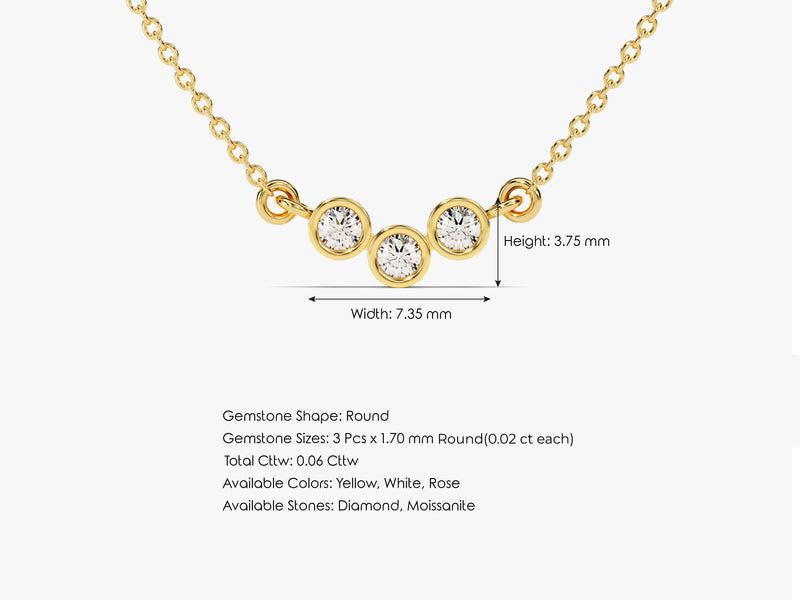 Trio-Bezel Set Necklace (0.06 CT)