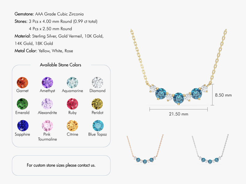 Birthstone Trio Prong Necklace
