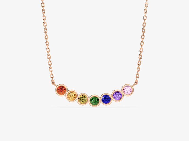 Bezel Set Round Birthstone Family Necklace