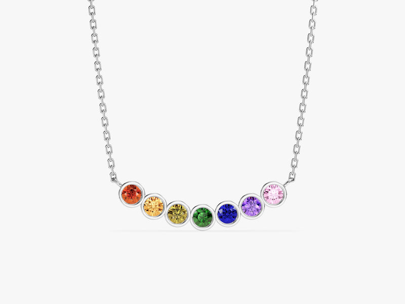 Bezel Set Round Birthstone Family Necklace