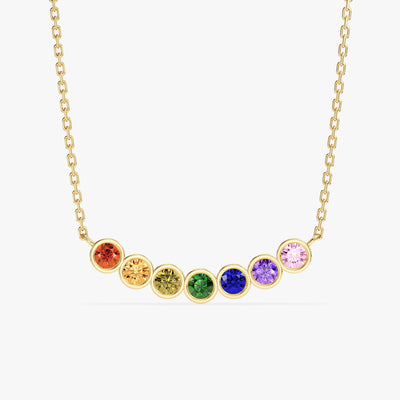 Bezel Set Round Birthstone Family Necklace