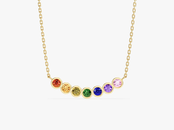 Bezel Set Round Birthstone Family Necklace