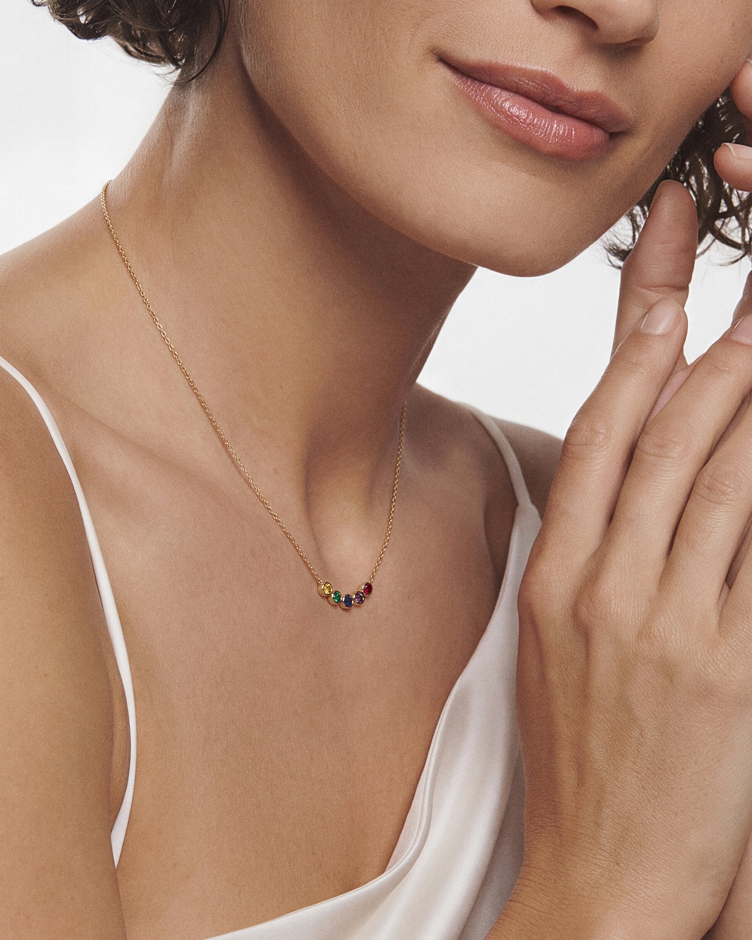 Bezel Set Round Birthstone Family Necklace