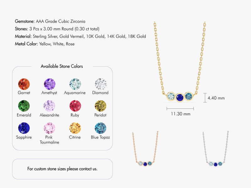 Bezel Set Round Birthstone Family Necklace