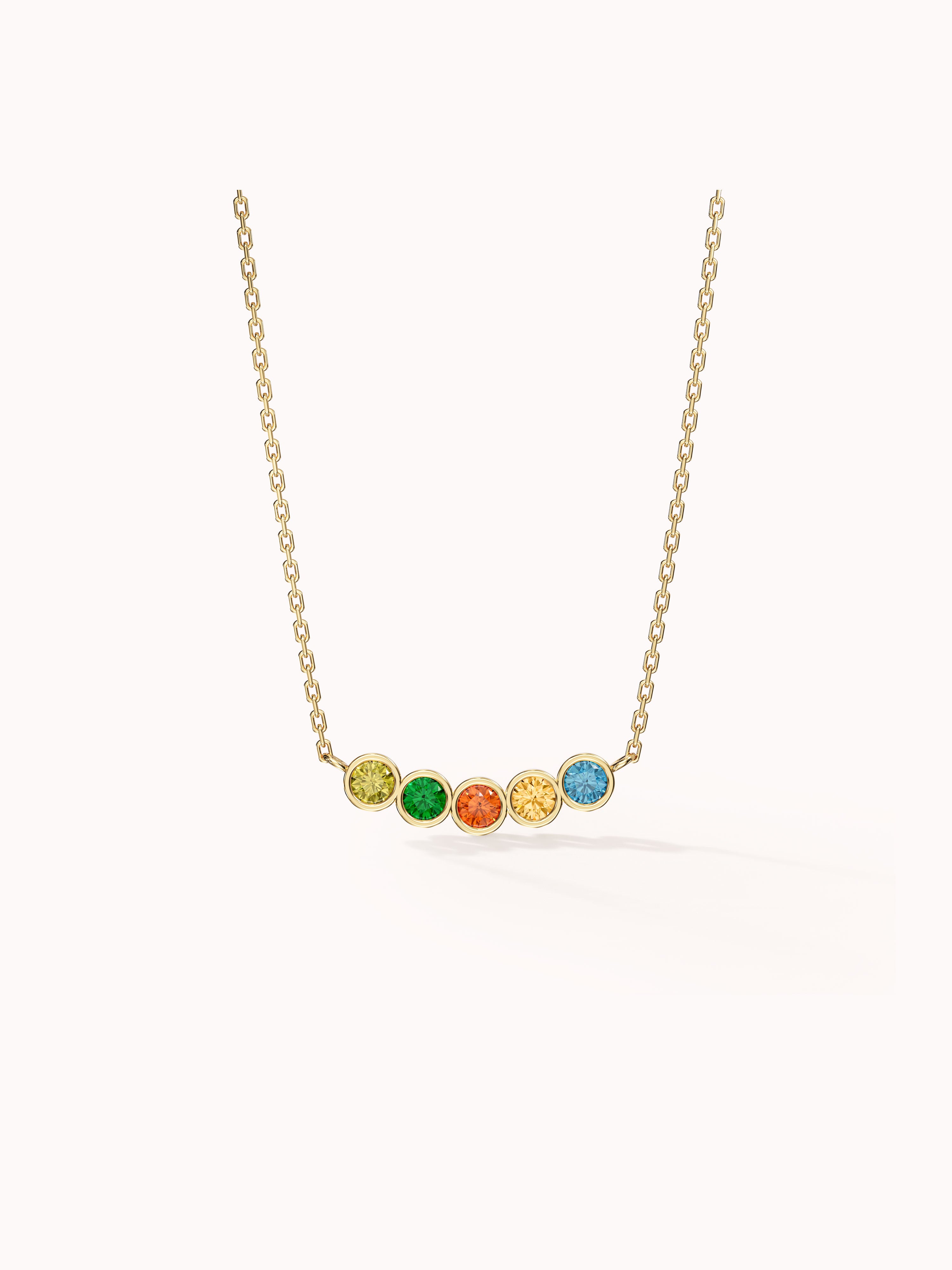 Bezel Set Round Birthstone Family Necklace