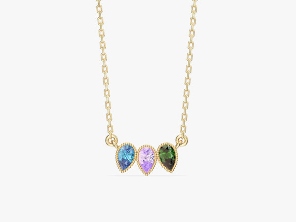Bezel Pear Birthstone Necklace