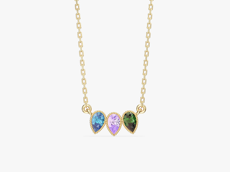 Bezel Pear Birthstone Necklace