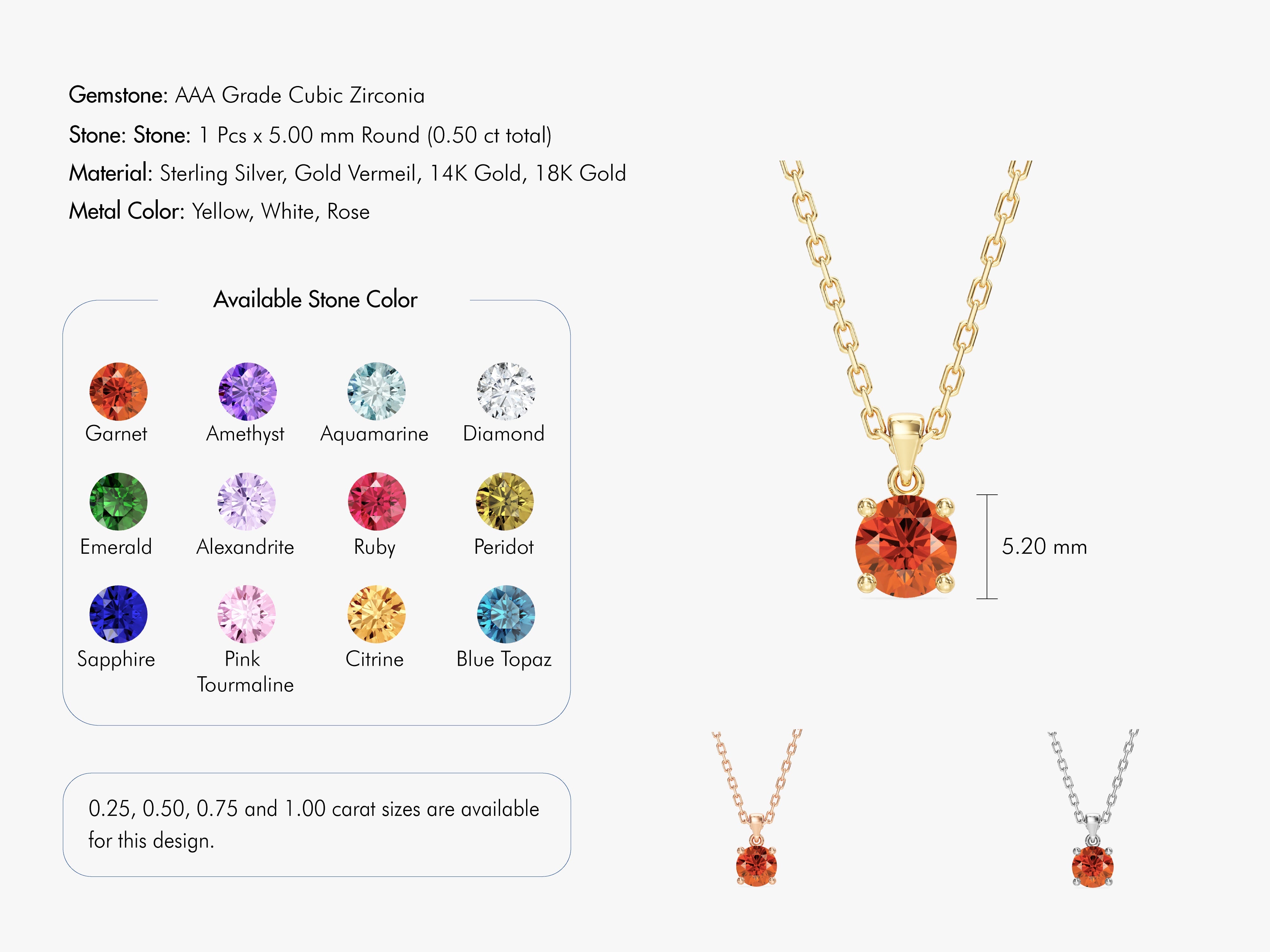Solitaire Birthstone Necklace