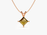 Double Bail Birthstone Solitaire Pendant Necklace