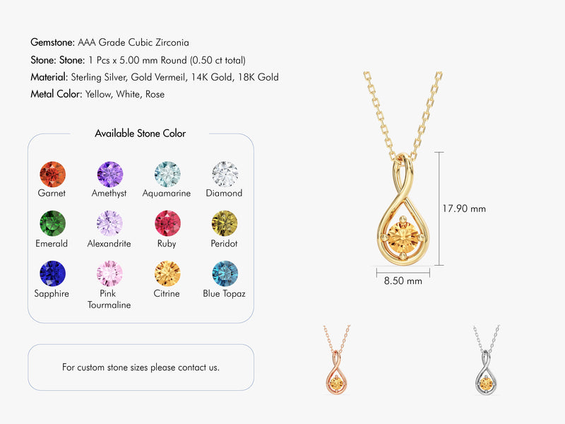 Infinity Solitaire Birthstone Necklace