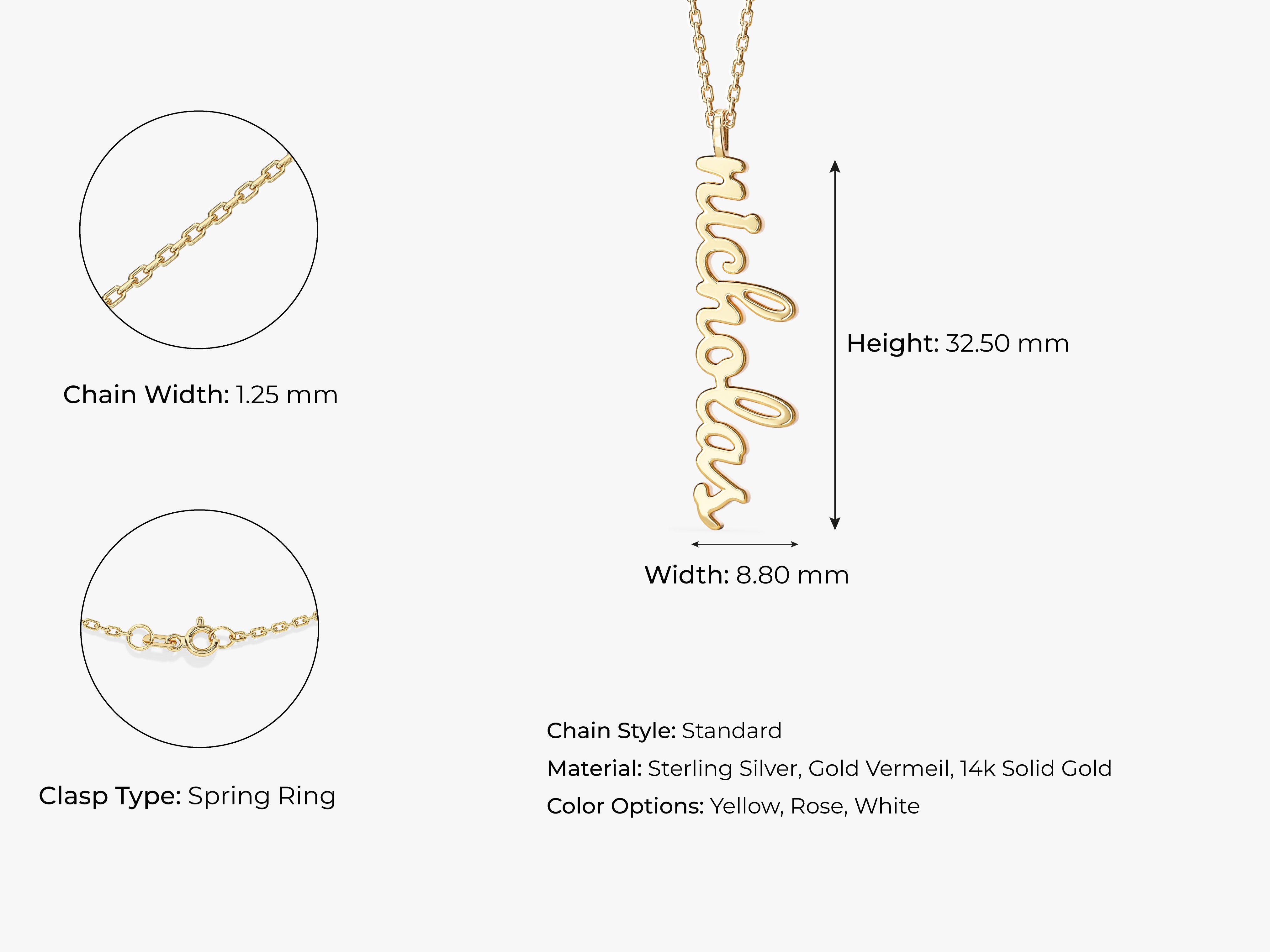 Cursive Vertical Name Necklace