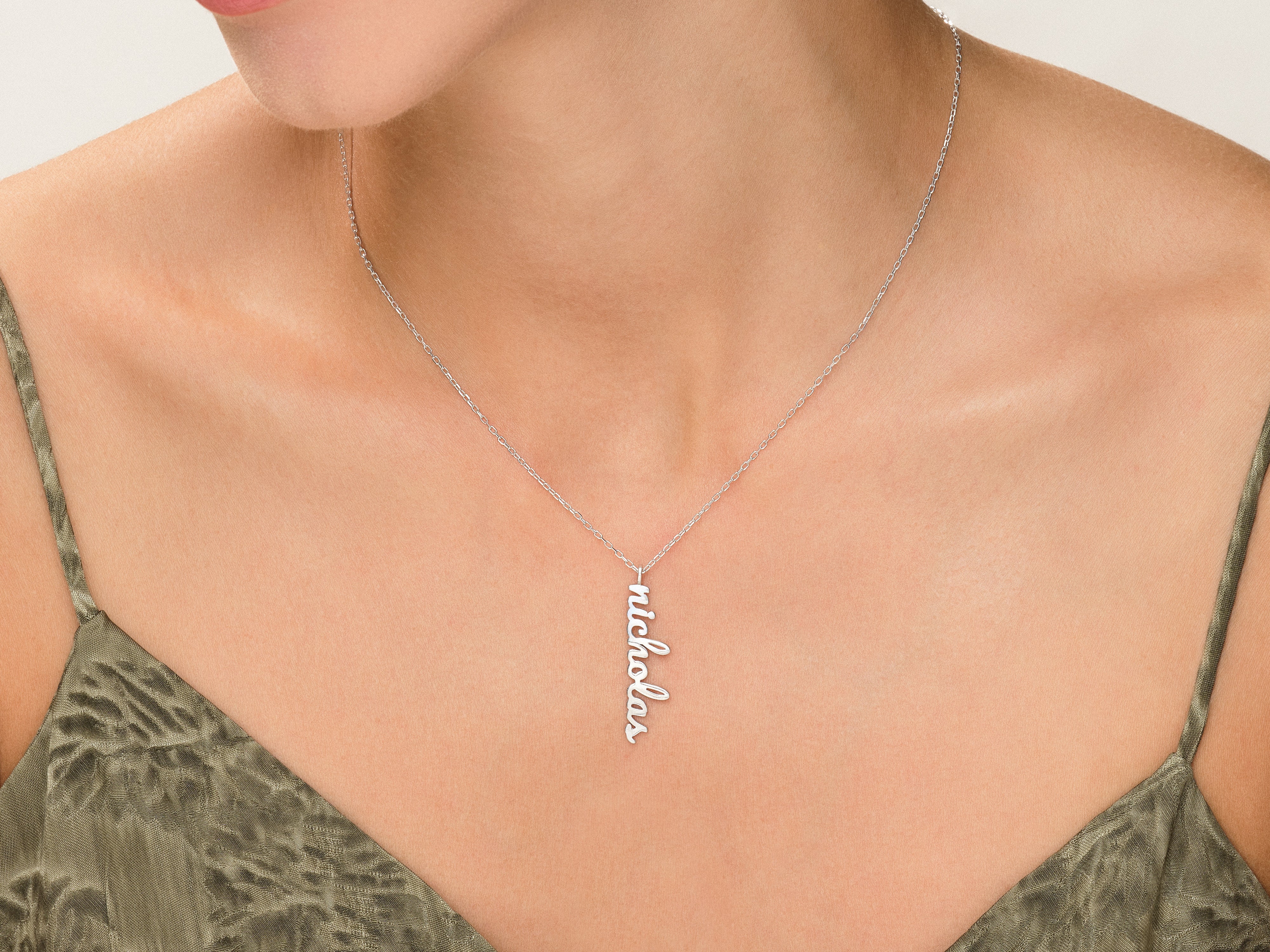 Cursive Vertical Name Necklace