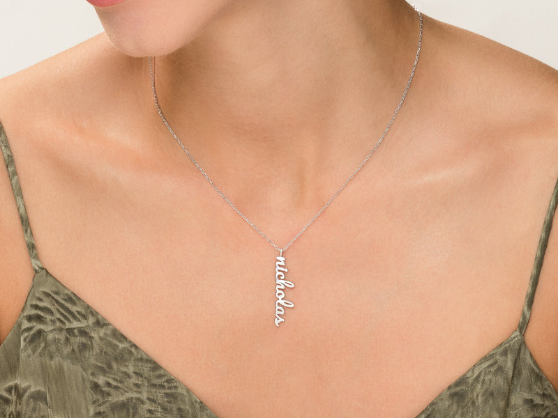 Cursive Vertical Name Necklace