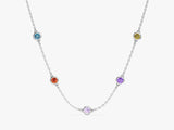 Bezel Set Birthstone Station Necklace