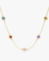 Bezel Set Birthstone Station Necklace