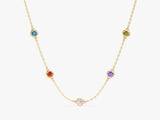 Bezel Set Birthstone Station Necklace