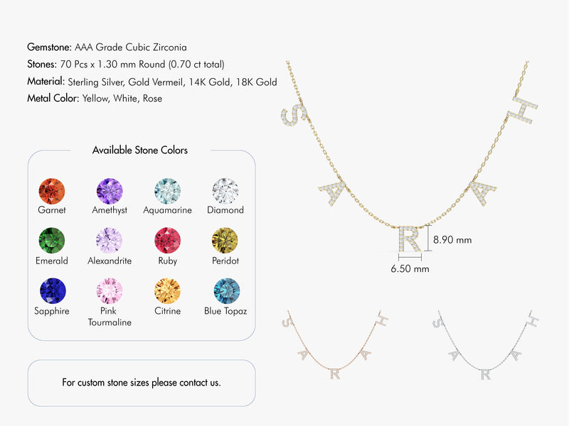 Name Necklace With Birthstone