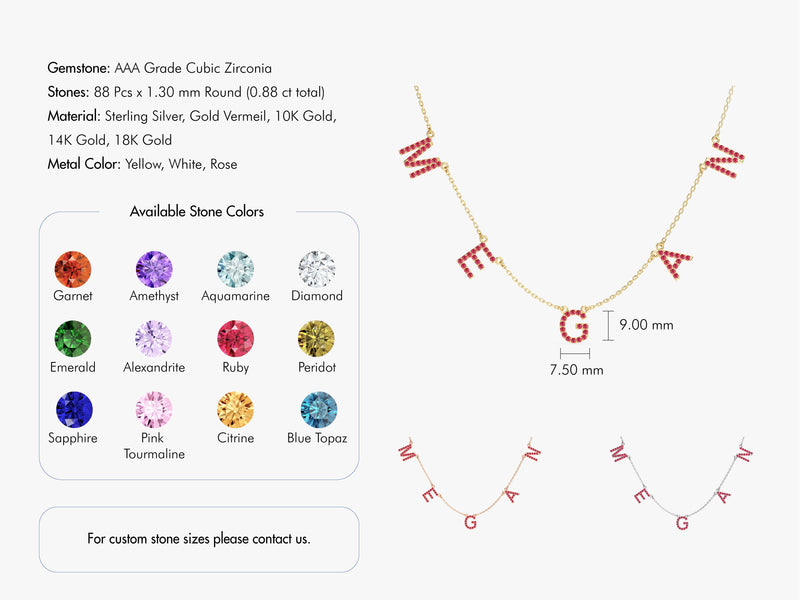 Citrine Name Necklace in 14k Solid Gold