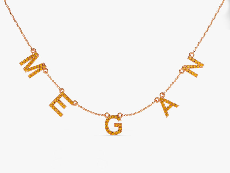 Birthstone Name Necklace