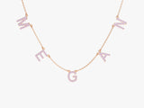 Pink Tourmaline Name Necklace in 14k Solid Gold