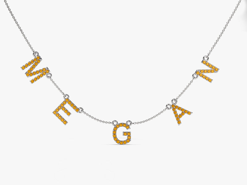 Birthstone Name Necklace