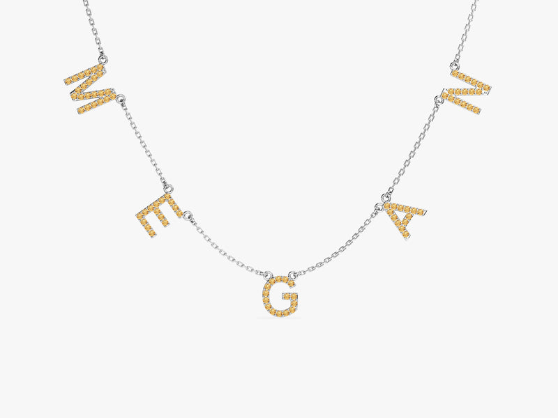 Citrine Name Necklace in 14k Solid Gold