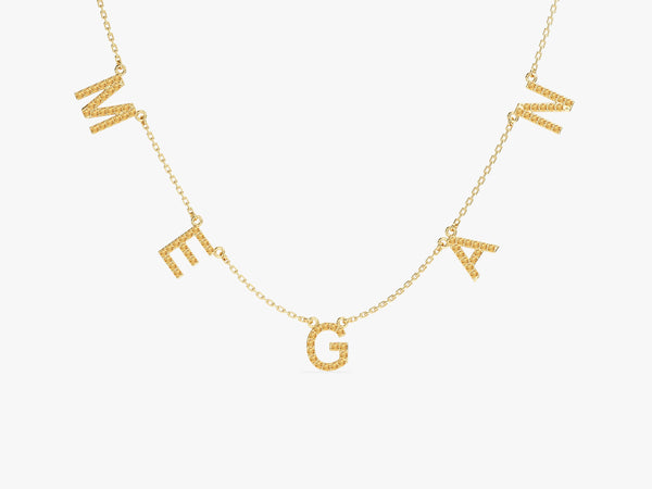 Citrine Name Necklace in 14k Solid Gold
