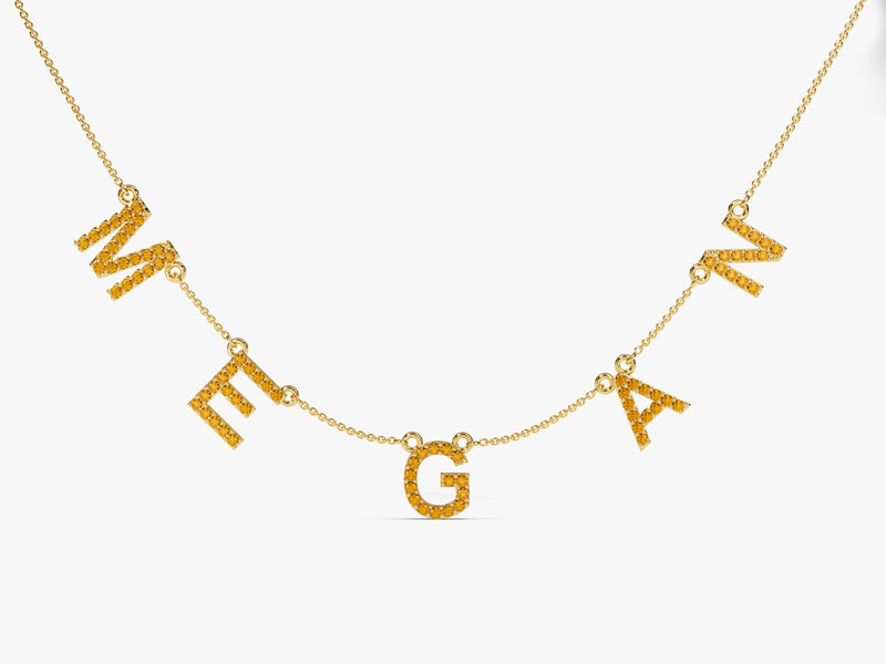 Birthstone Name Necklace