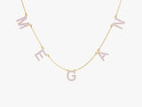 Pink Tourmaline Name Necklace in 14k Solid Gold